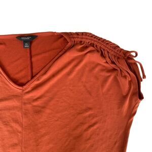 Simply Vera by Vera Wang: Rust Brown V Neck Top with Shoulder Ties size XS